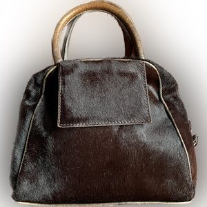 Barney’s New York Brown calf hair leather handbag